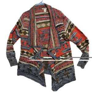 Demanding Women's Multicolor Waterfall Sweater, Size Xl Boho, Southwest, Aztec